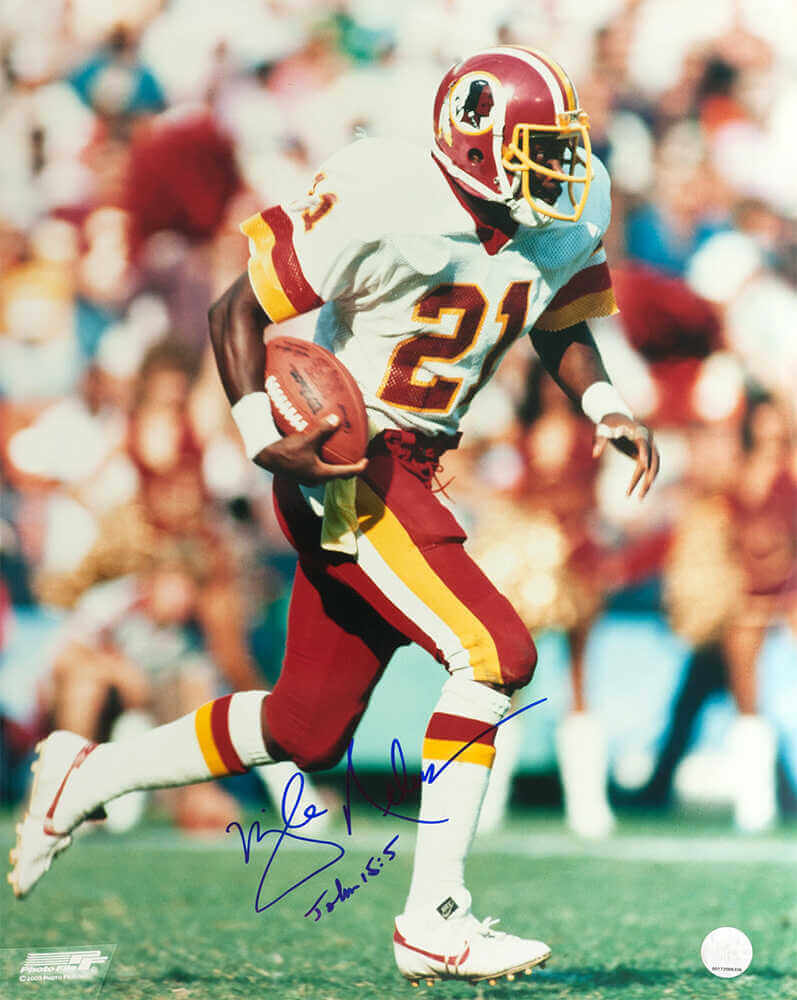 Mike Nelms Autographed Washington Football Team White Jersey Action 16x20 Photo-Powers Sports Memorabilia