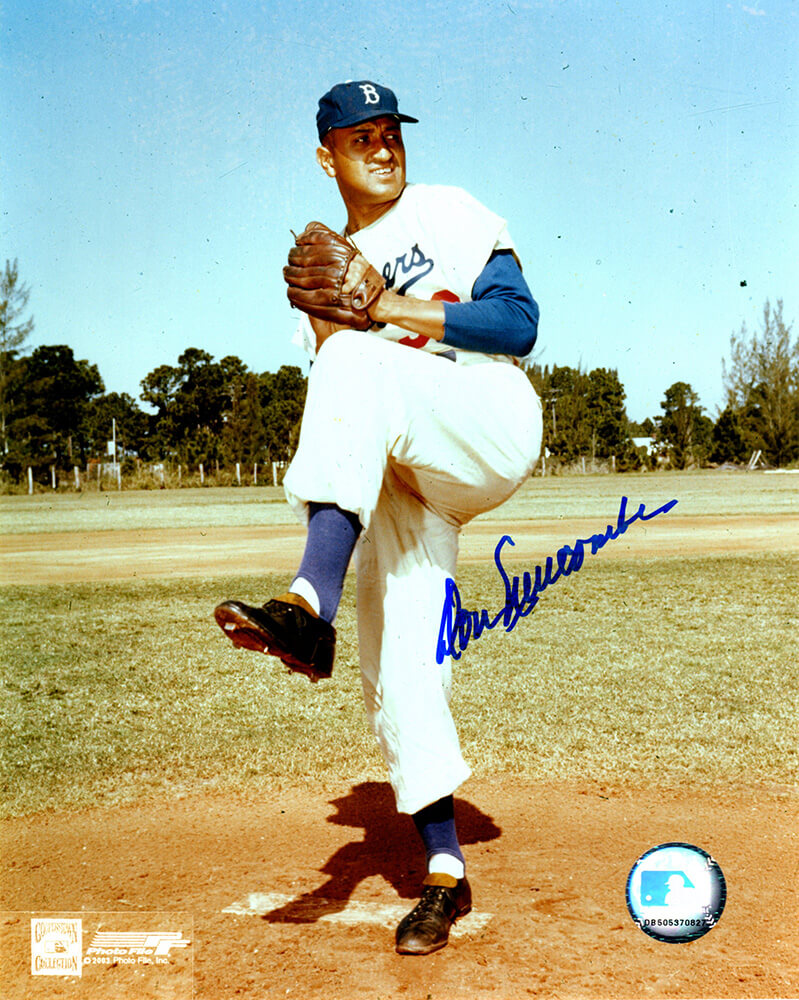 Don Newcombe Los Angeles Dodgers Autographed Pitching Pose 8x10 Photo