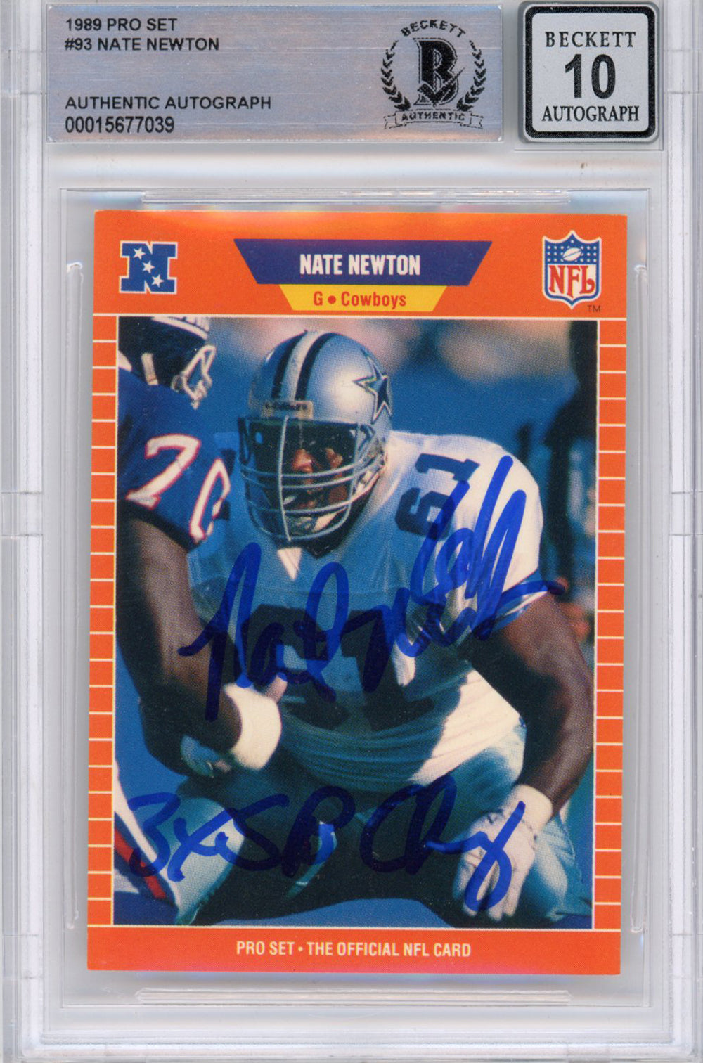 Nate Newton Signed 1989 Proset #93 (Grade 10) Slabbed BAS-Powers Sports Memorabilia