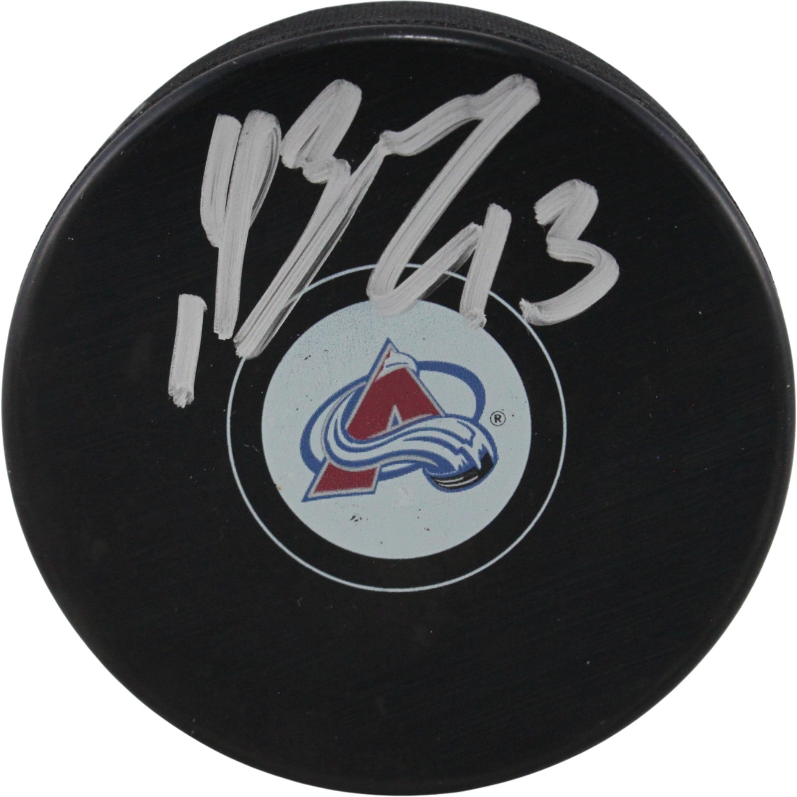 Valeri Nichushkin Colorado Avalanche Logo Signed Puck-Powers Sports Memorabilia
