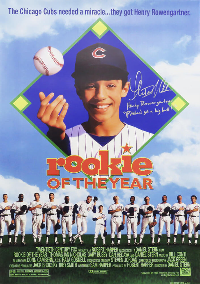 Thomas Ian Nicholas Autographed Rookie Of The Year 27x40 Movie Poster with Henry Rowengartner & Pitchers Got a Big Butt!-Powers Sports Memorabilia