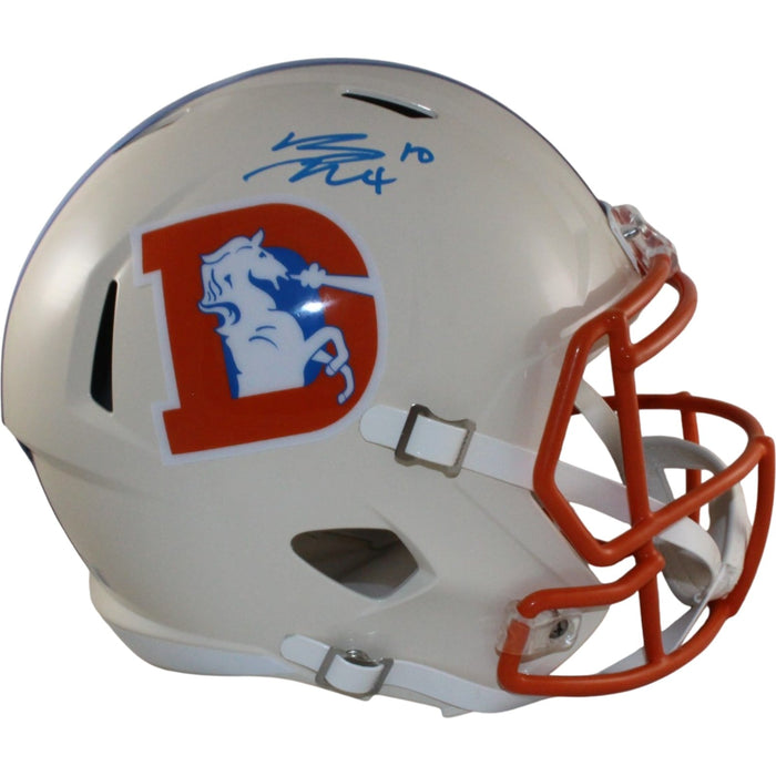 Bo Nix Signed Denver Broncos Full-Size Retro Helmet – Beckett Witness Authenticated-Powers Sports Memorabilia