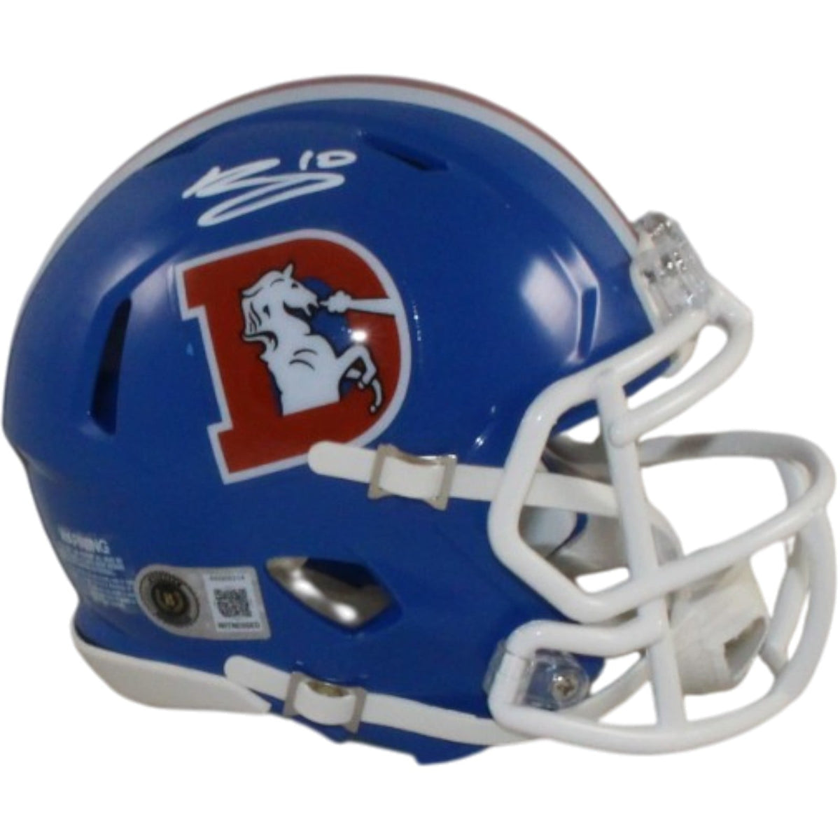 Bo Nix Signed Denver Broncos TB 75-96 Mini Helmet – Beckett Witness Authenticated-Powers Sports Memorabilia