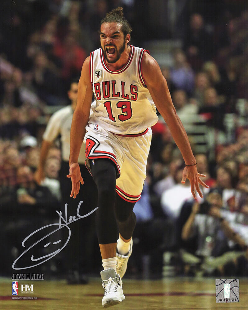 Joakim Noah Chicago Bulls Autographed Running Action 8x10 Photo-Powers Sports Memorabilia