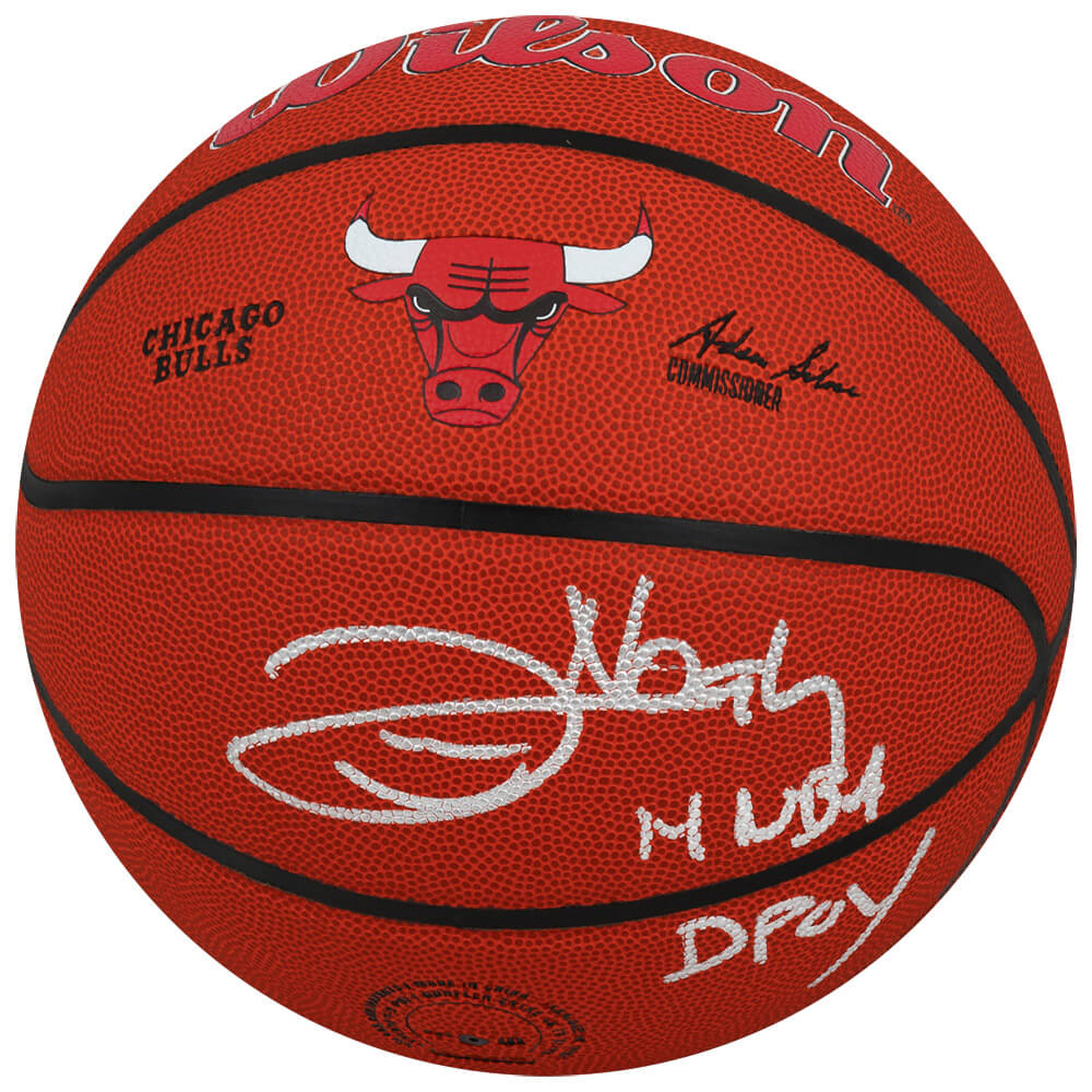 Joakim Noah Autographed Wilson Chicago Bulls Logo NBA Basketball with 14 NBA DPOY-Powers Sports Memorabilia