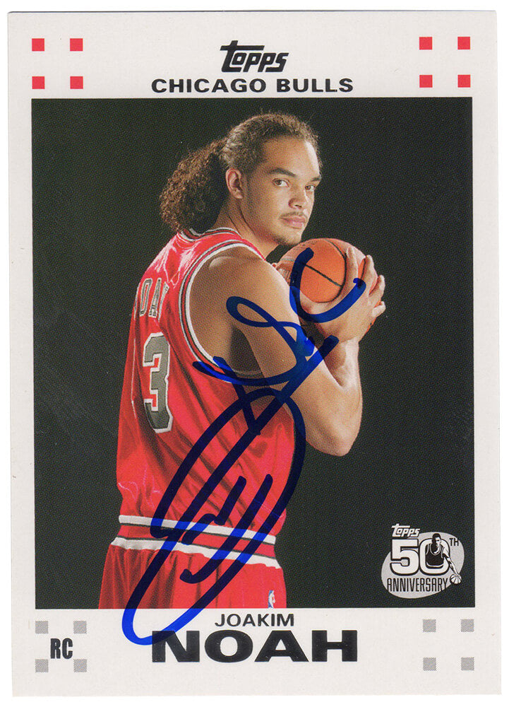 Joakim Noah Autographed Chicago Bulls Topps Rookie Basketball Trading Card #9-Powers Sports Memorabilia