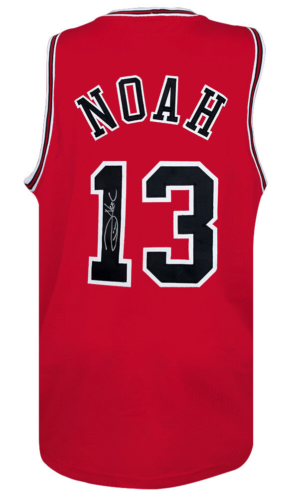Joakim Noah Autographed Red Custom Basketball Jersey-Powers Sports Memorabilia