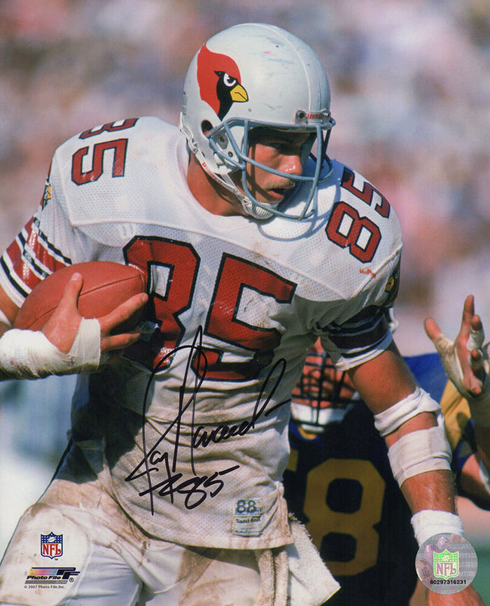 Jay Novacek Autographed Arizona Cardinals White Jersey Action 8x10 Photo-Powers Sports Memorabilia