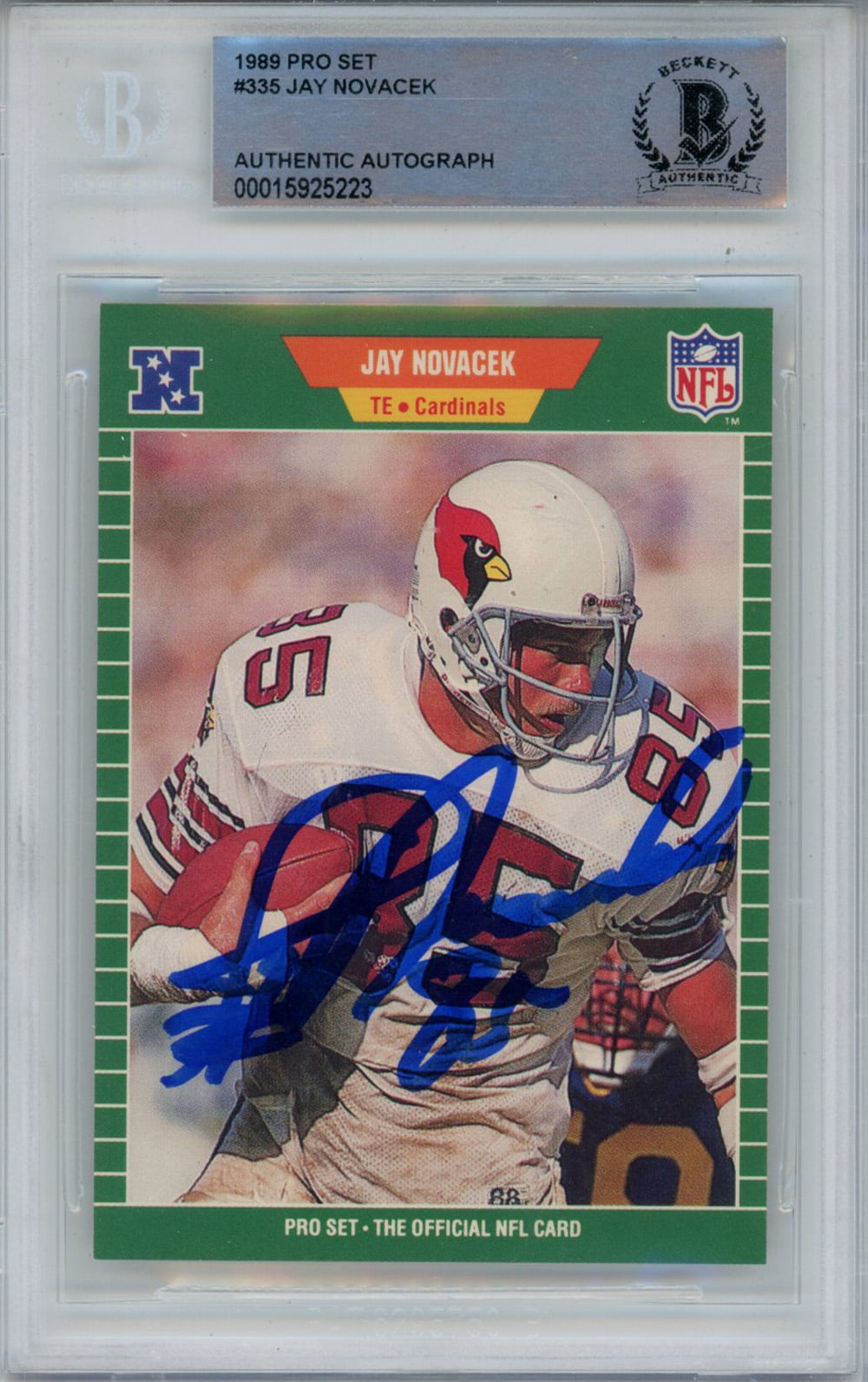Jay Novacek Signed 1989 Pro Set #335 Rookie Card Beckett Slab-Powers Sports Memorabilia