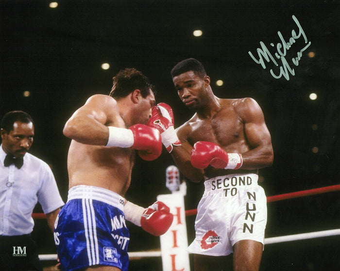 Michael Nunn Autographed Boxing Punching Action 8x10 Photo-Powers Sports Memorabilia