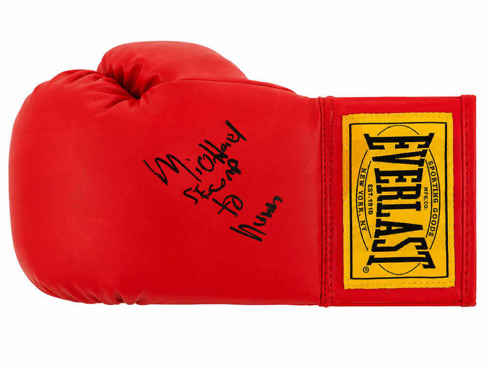 Michael Nunn Autographed Everlast Red Full Size Boxing Glove with Second To Nunn-Powers Sports Memorabilia