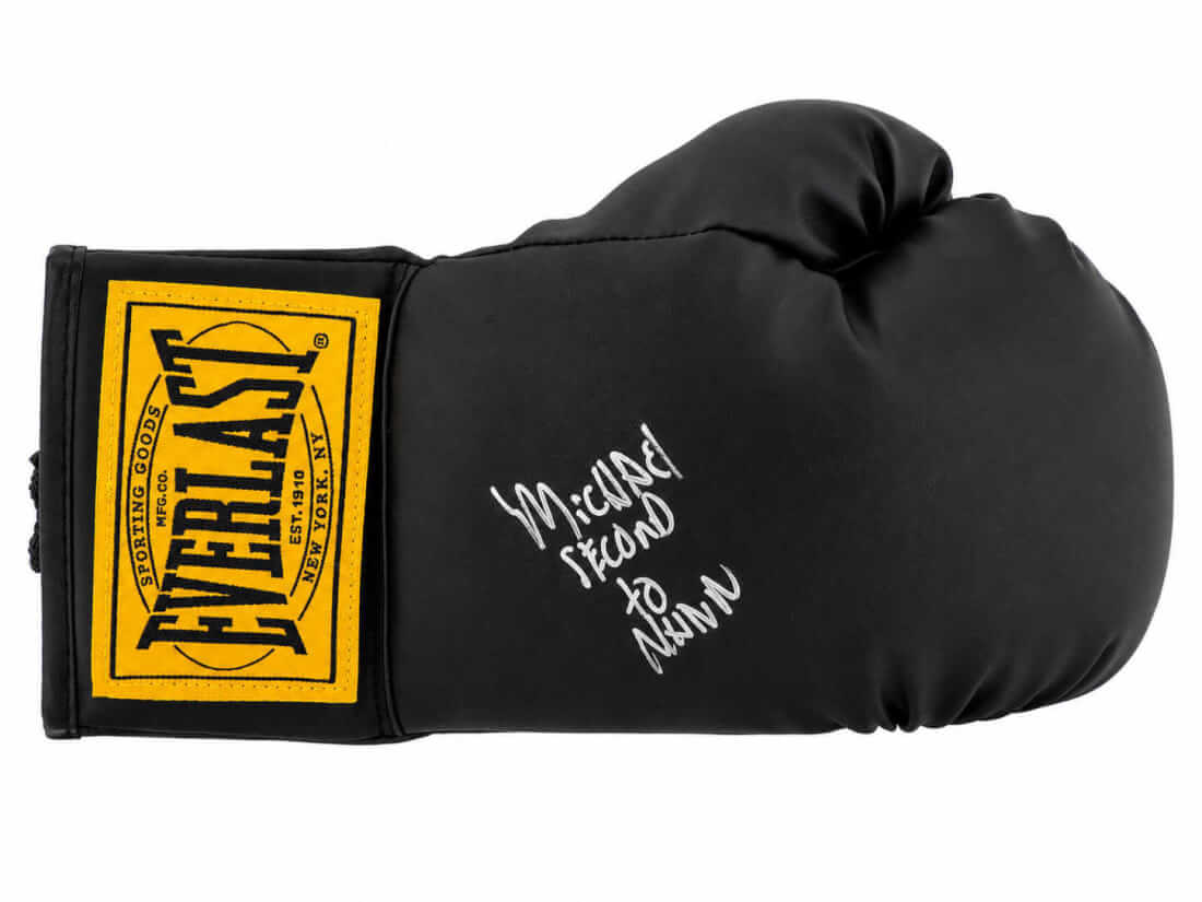 Michael Nunn Autographed Everlast Black Full Size Boxing Glove with Second To Nunn-Powers Sports Memorabilia