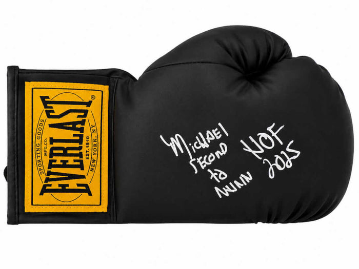Michael Nunn 'Second To' Autographed Everlast Black Full Size Boxing Glove with HOF 2025-Powers Sports Memorabilia