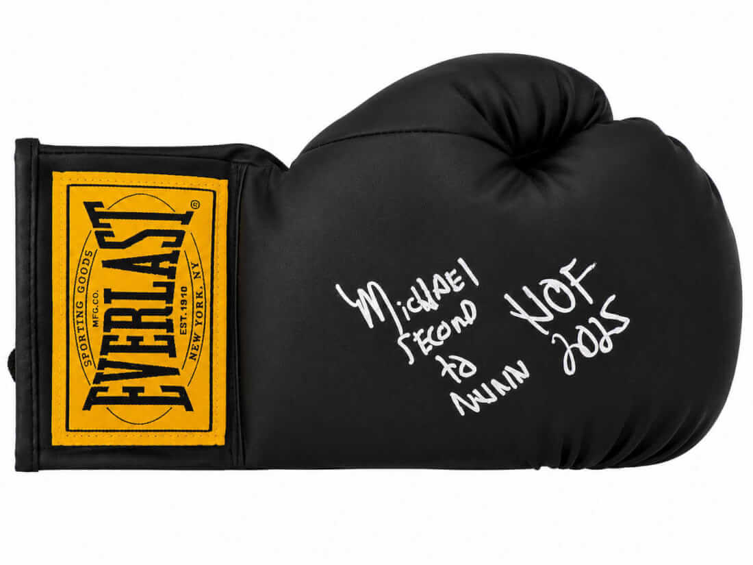 Michael Nunn 'Second To' Autographed Everlast Black Full Size Boxing Glove with HOF 2025-Powers Sports Memorabilia