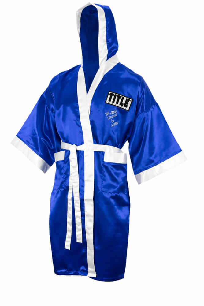 Michael Nunn Autographed Title Blue With White Trim Boxing Robe-Powers Sports Memorabilia