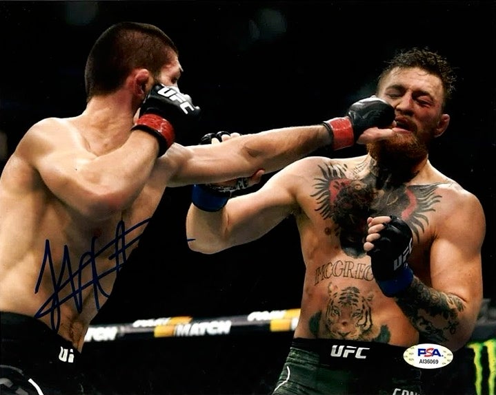 Khabib Nurmagomedov Signed UFC 8x10 vs Conor McGregor at UFC 229 (PSA)-Powers Sports Memorabilia
