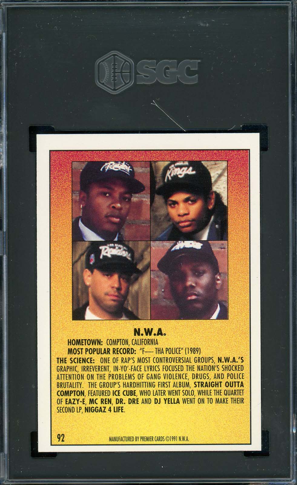 NWA 1991 Premier Rap Pack Card #92 Graded SGC 9-Powers Sports Memorabilia