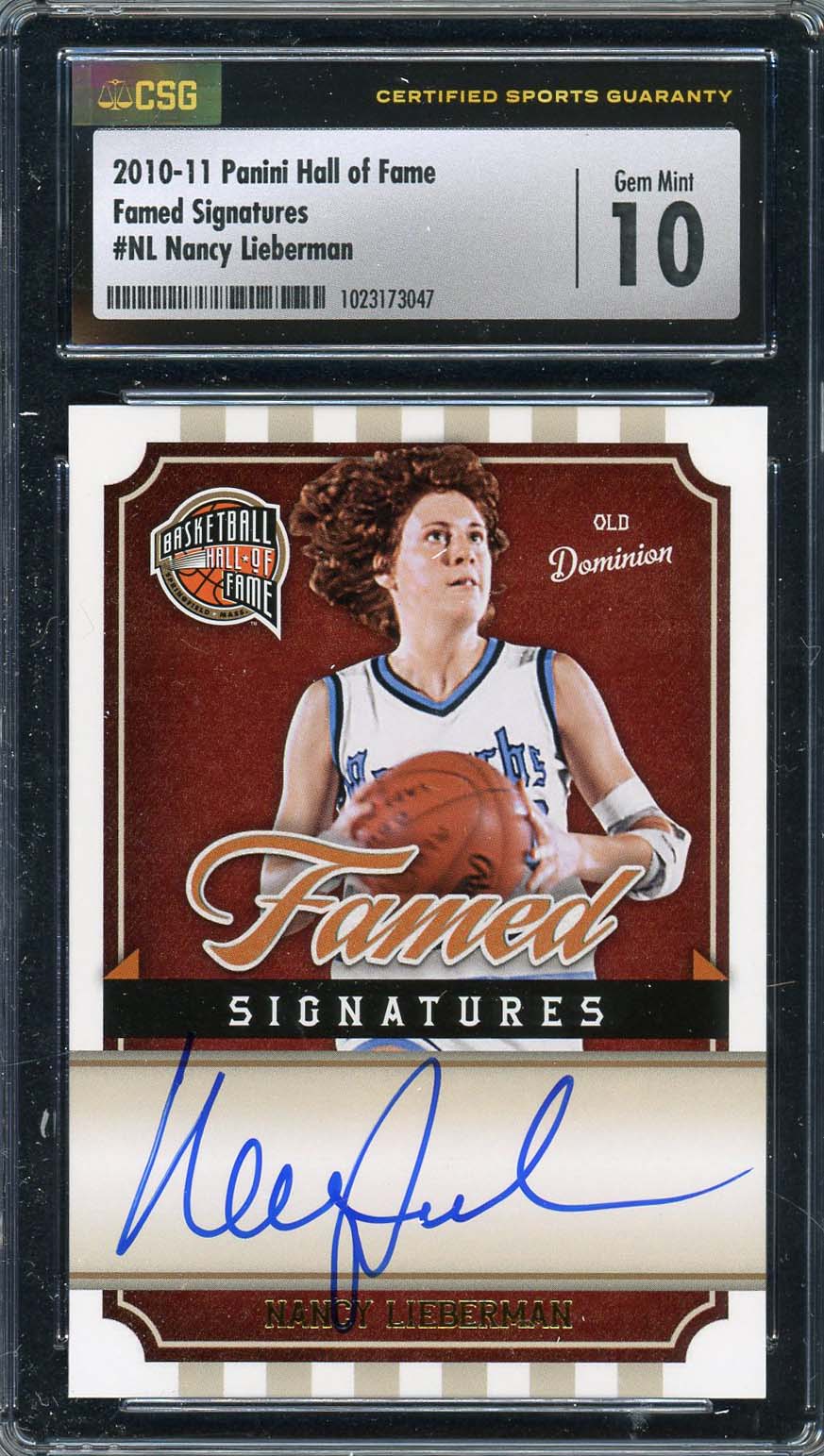Nancy Lieberman Autographed 2010 Panini Hall of Famed Signatures Card CSG 10-Powers Sports Memorabilia