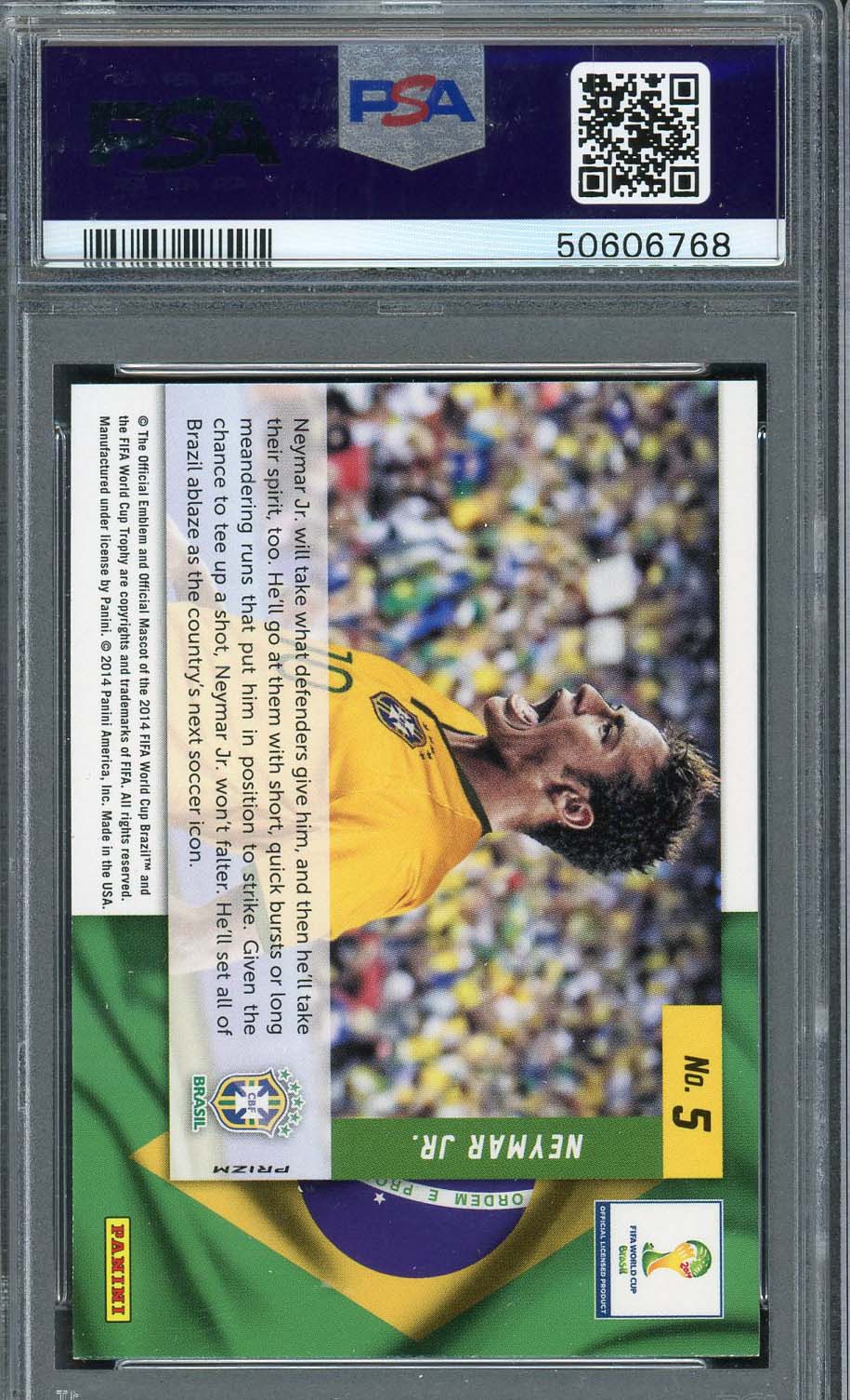 Neymar Jr 2014 Panini Prizm World Cup Net Finders Red Pulsar Card #5 PSA 9-Powers Sports Memorabilia