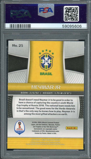 Neymar Jr 2018 Panini Prizm World Cup Soccer Card #25 Graded PSA 9-Powers Sports Memorabilia