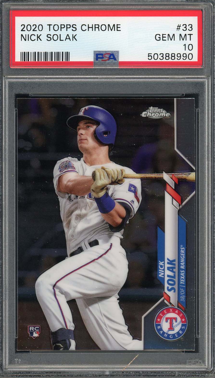 Nick Solak 2020 Topps Chrome Baseball Rookie Card RC #33 Graded PSA 10 GEM MINT-Powers Sports Memorabilia