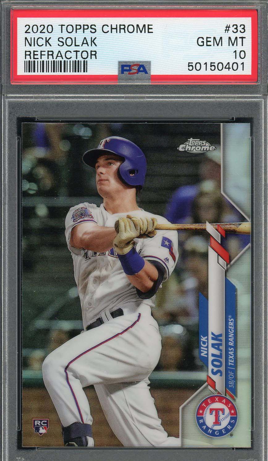 Nick Solak 2020 Topps Chrome Refractor Baseball Rookie Card RC #33 PSA 10-Powers Sports Memorabilia