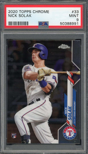 Nick Solak 2020 Topps Chrome Baseball Rookie Card RC #33 Graded PSA 9 MINT-Powers Sports Memorabilia