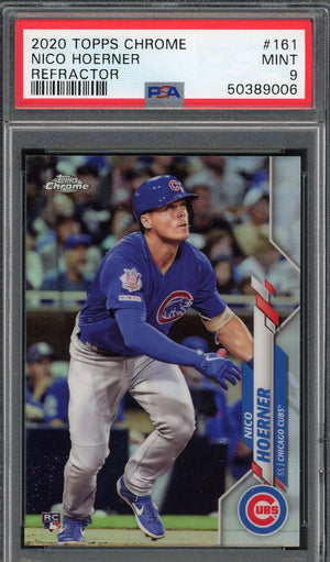 Nico Hoerner 2020 Topps Chrome Refractor Baseball Rookie Card #161 Graded PSA 9 MINT-Powers Sports Memorabilia