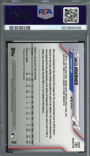 Nico Hoerner 2020 Topps Chrome Refractor Baseball Rookie Card #161 Graded PSA 9 MINT-Powers Sports Memorabilia