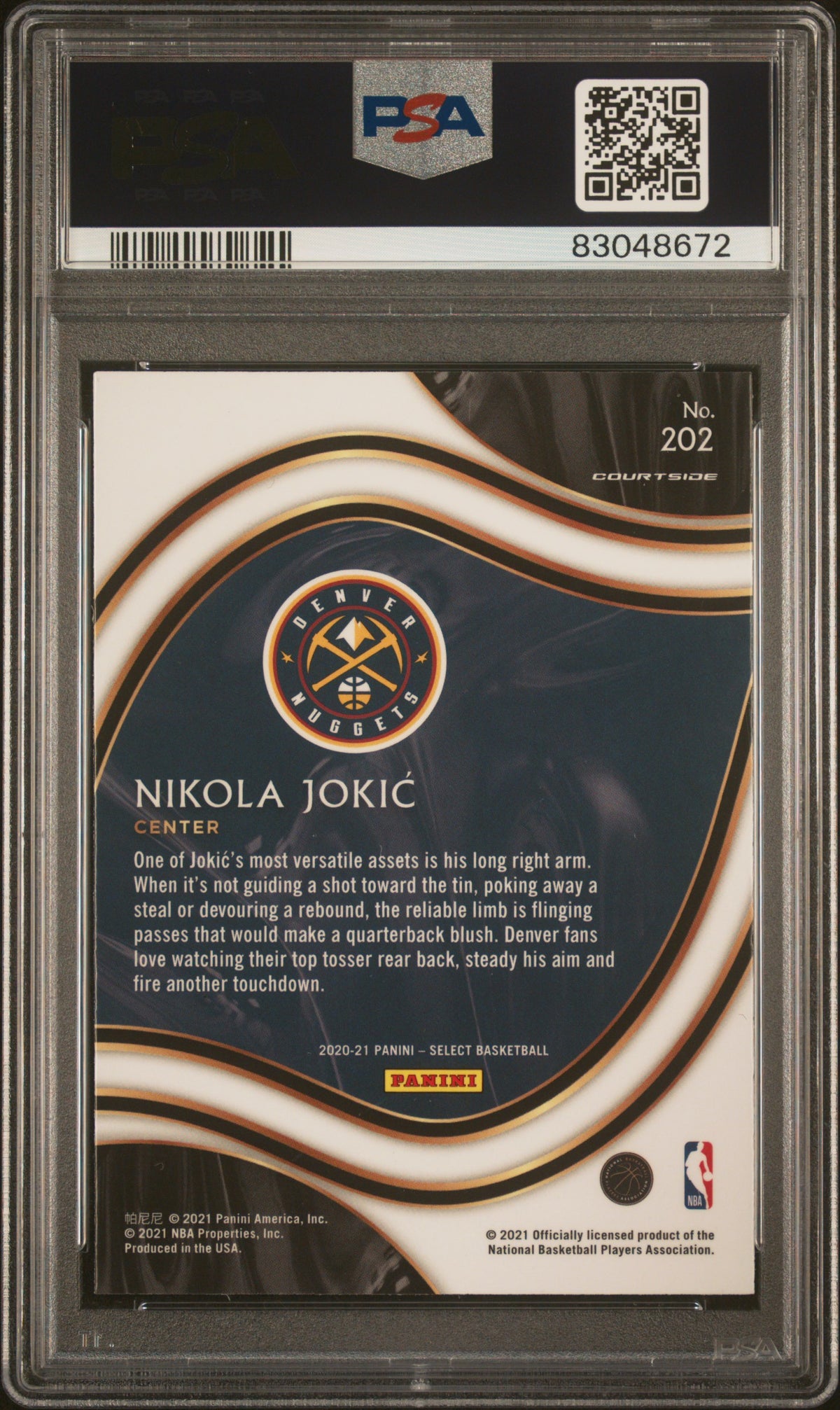Nikola Jokic 2020 Panini Select Blue Retail Basketball Card #202 Graded PSA 10-Powers Sports Memorabilia