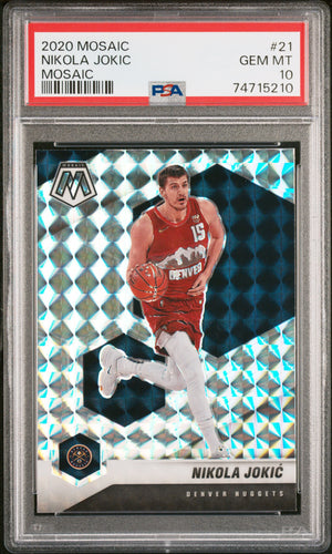 Nikola Jokic 2020 Panini Mosaic Silver Prizm Basketball Card #21 Graded PSA 10-Powers Sports Memorabilia