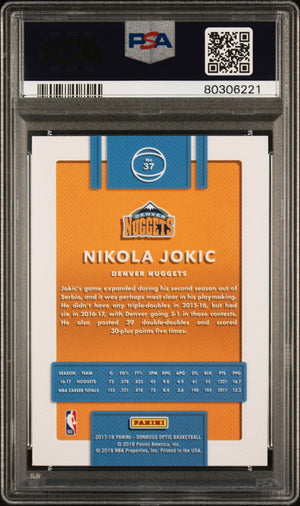 Nikola Jokic 2017 Panini Donruss Optic Basketball Card #37 Graded PSA 9-Powers Sports Memorabilia