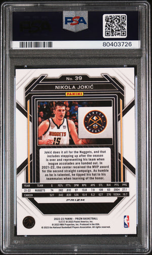 Nikola Jokic 2022 Panini Silver Prizm Basketball Card #39 Graded PSA 9-Powers Sports Memorabilia