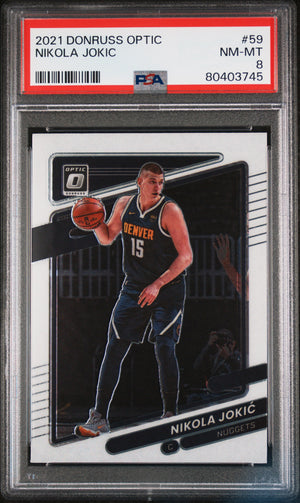 Nikola Jokic 2021 Panini Donruss Optic Basketball Card #59 Graded PSA 8-Powers Sports Memorabilia