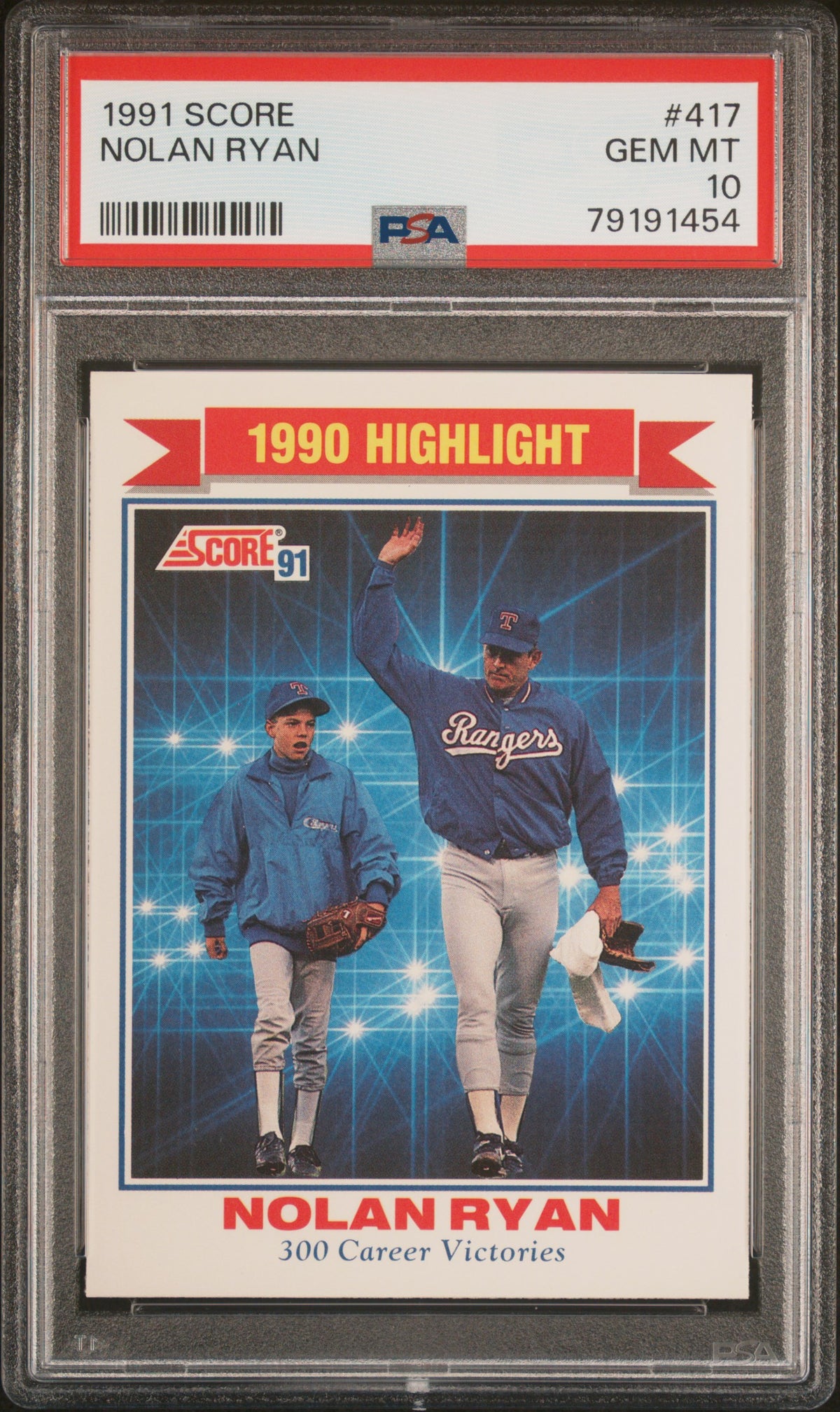 Nolan Ryan 1991 Score Baseball Card #417 Graded PSA 10-Powers Sports Memorabilia