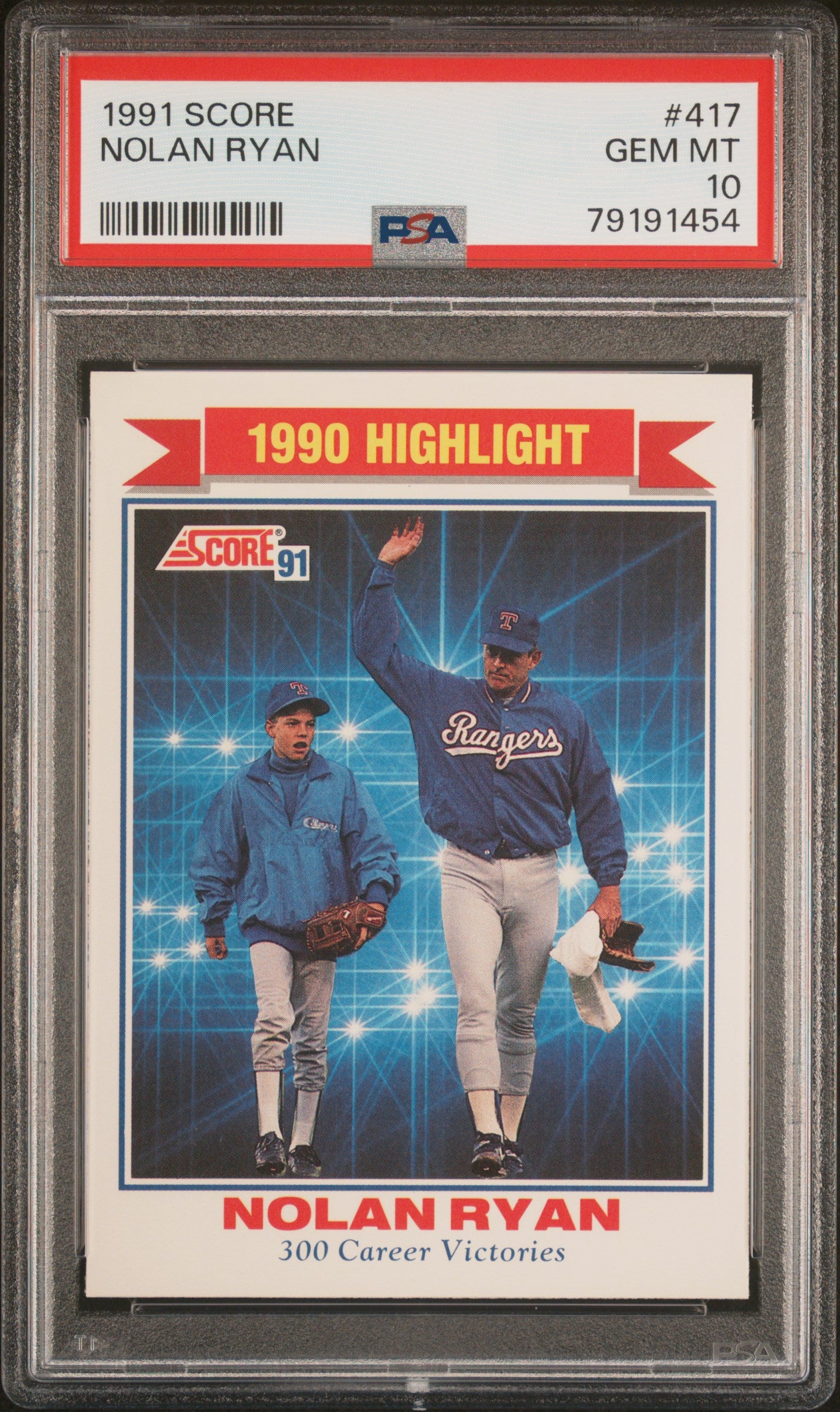 Nolan Ryan 1991 Score Baseball Card #417 Graded PSA 10-Powers Sports Memorabilia