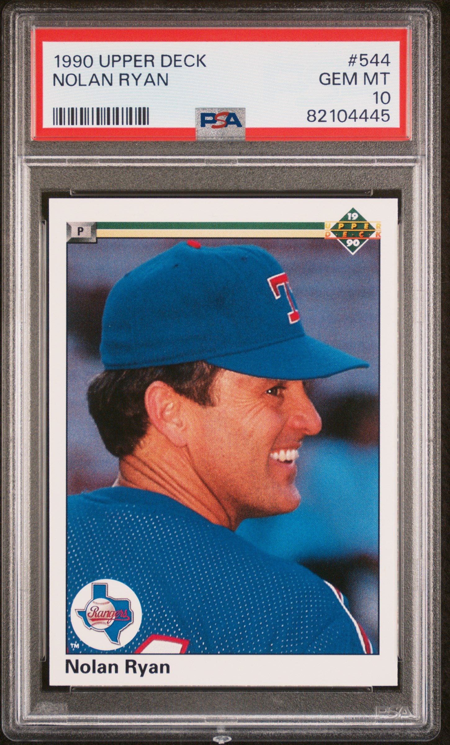 Nolan Ryan 1990 Upper Deck Baseball Card #544 Graded PSA 10-Powers Sports Memorabilia