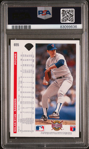 Nolan Ryan 1992 Upper Deck Baseball Card #655 Graded PSA 10-Powers Sports Memorabilia