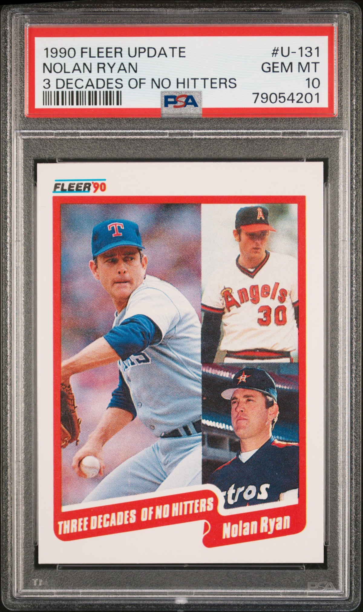 Nolan Ryan 1990 Fleer Update 3 Decades of No Hitters Card #U-131 Graded PSA 10-Powers Sports Memorabilia