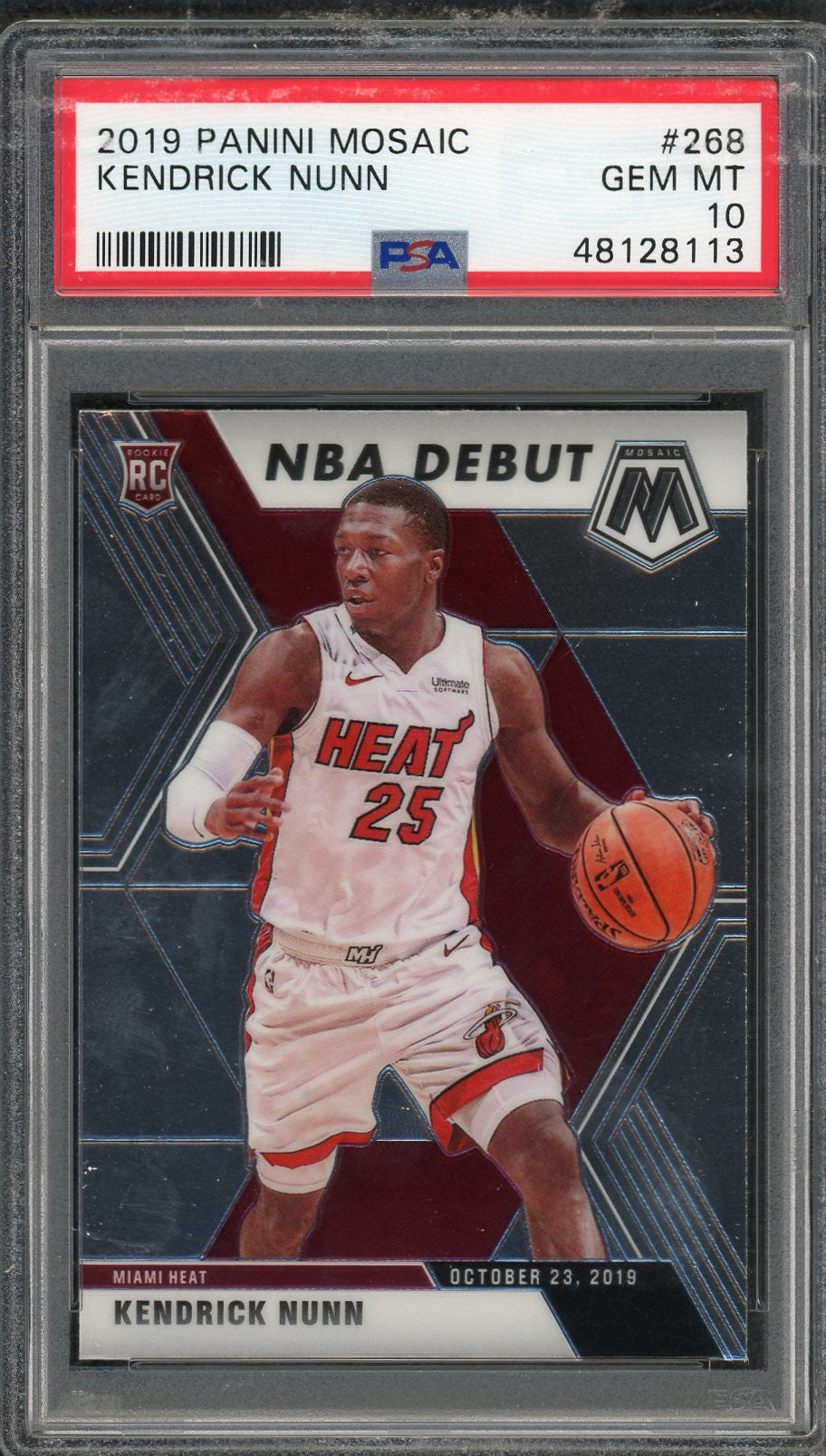 Kendrick Nunn 2019 Panini Mosaic Basketball Rookie Card RC #268 Graded PSA 10 GEM MINT-Powers Sports Memorabilia