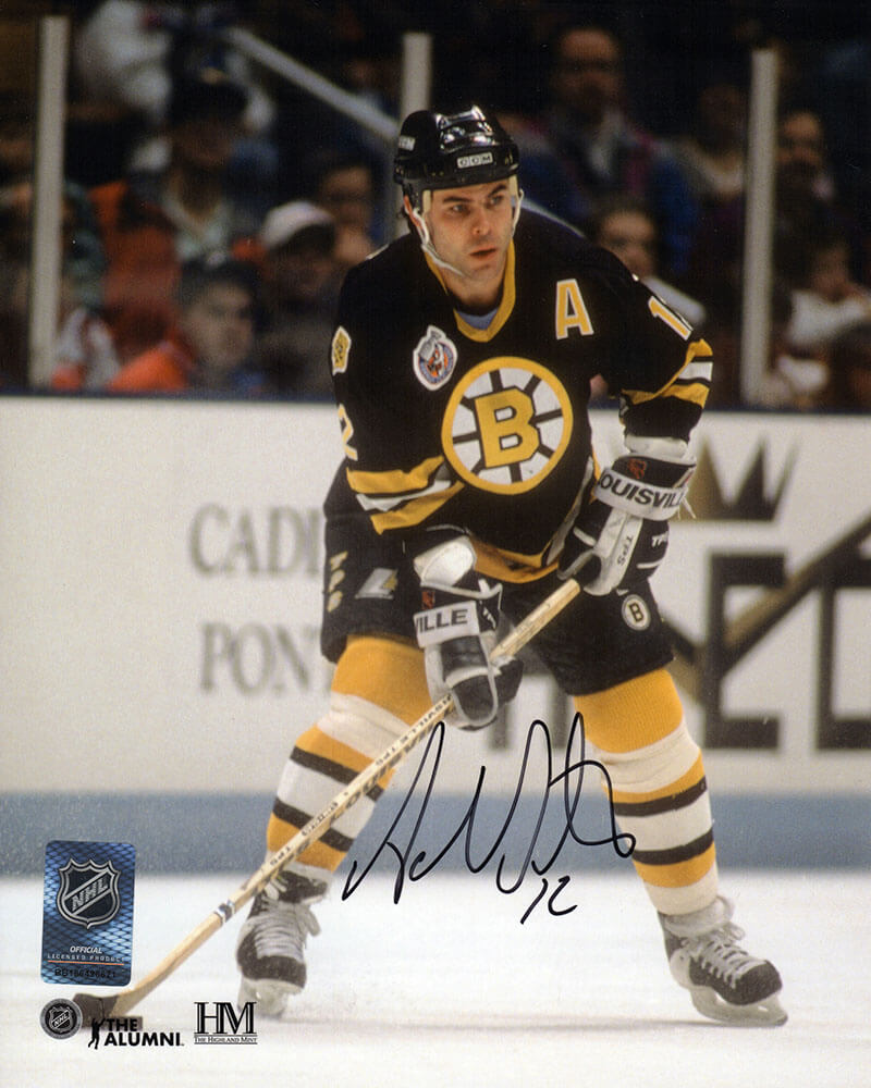 Adam Oates Autographed Boston Bruins Black Jersey Action 8x10 Photo-Powers Sports Memorabilia