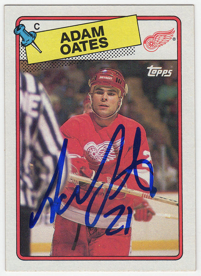 Adam Oates Autographed Detroit Red Wings 1988 Topps Hockey Trading Card #161-Powers Sports Memorabilia
