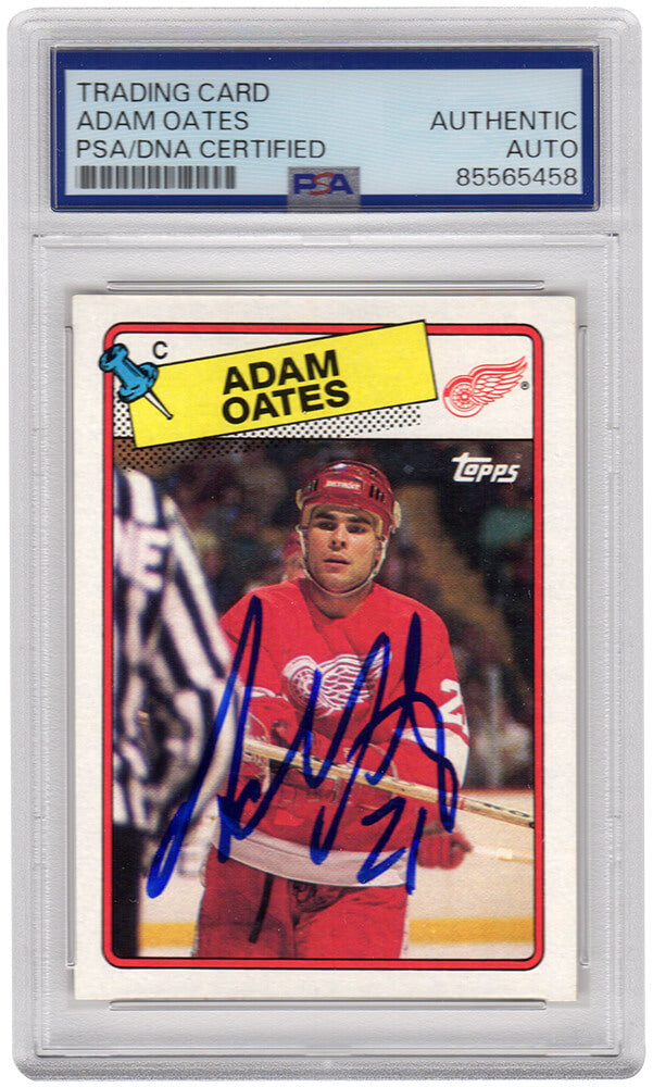 Adam Oates Autographed Detroit Red Wings 1988 Topps Hockey Trading Card #161 - (PSA Encapsulated)-Powers Sports Memorabilia