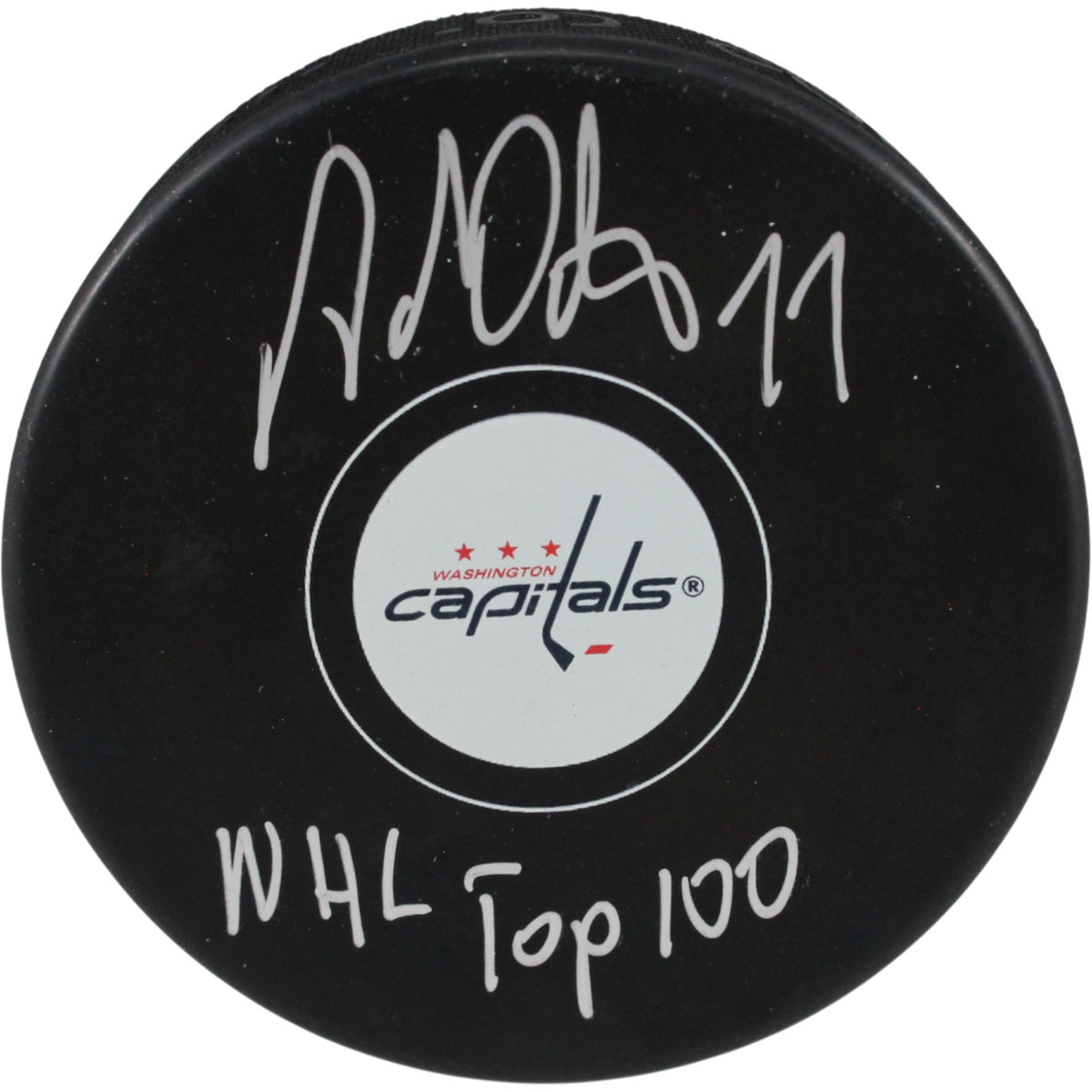 Adam Oates Washington Capitals Signed Hockey Puck - Logo Puck NHL Top 100 JSA JSA-Powers Sports Memorabilia