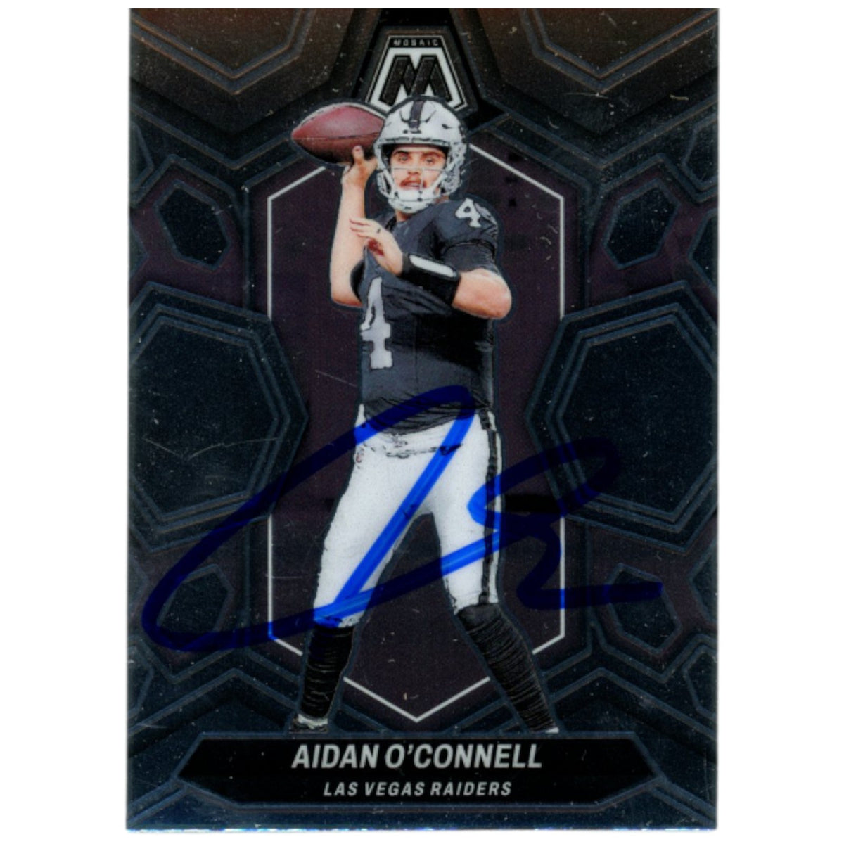 Aidan O'Connell 2024 Mosaic #113 Tading Signed Card-Powers Sports Memorabilia