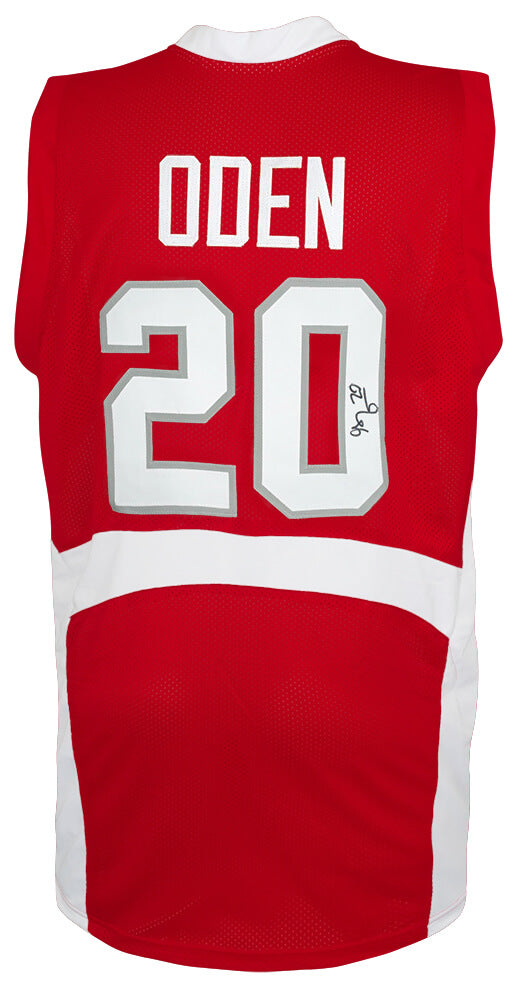 Greg Oden Autographed Red Custom College Basketball Jersey-Powers Sports Memorabilia