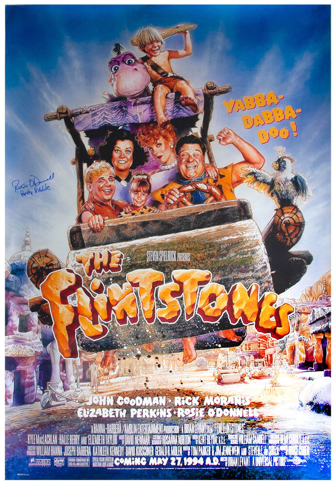 Rosie O'Donnell Autographed The Flintstones 27x40 Full Size Movie Poster with Betty Rubble-Powers Sports Memorabilia