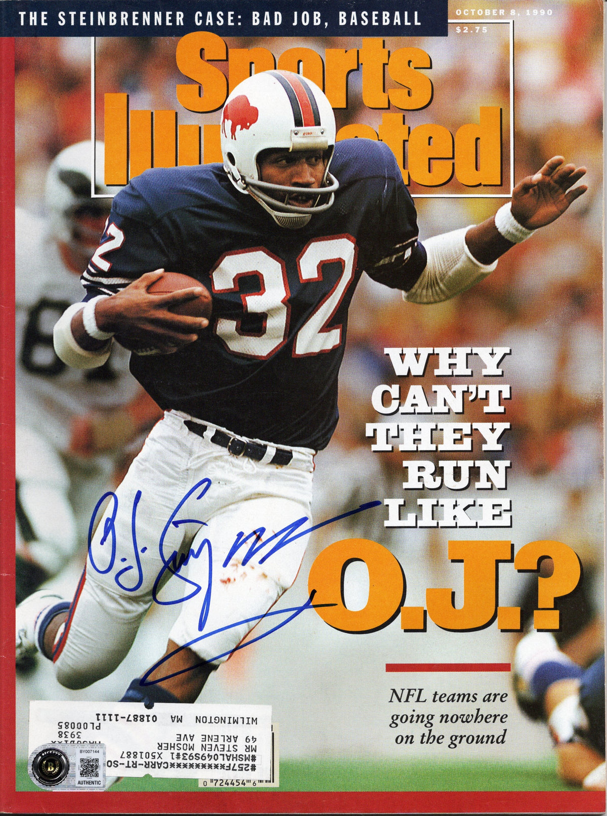 O.J. Simpson Signed Buffalo Bills Sports Illustrated 10/8/90 Beckett-Powers Sports Memorabilia