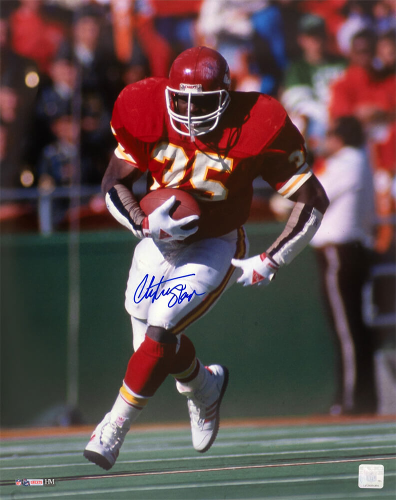 Christian Okoye Autographed Kansas City Chiefs Action 16x20 Photo-Powers Sports Memorabilia