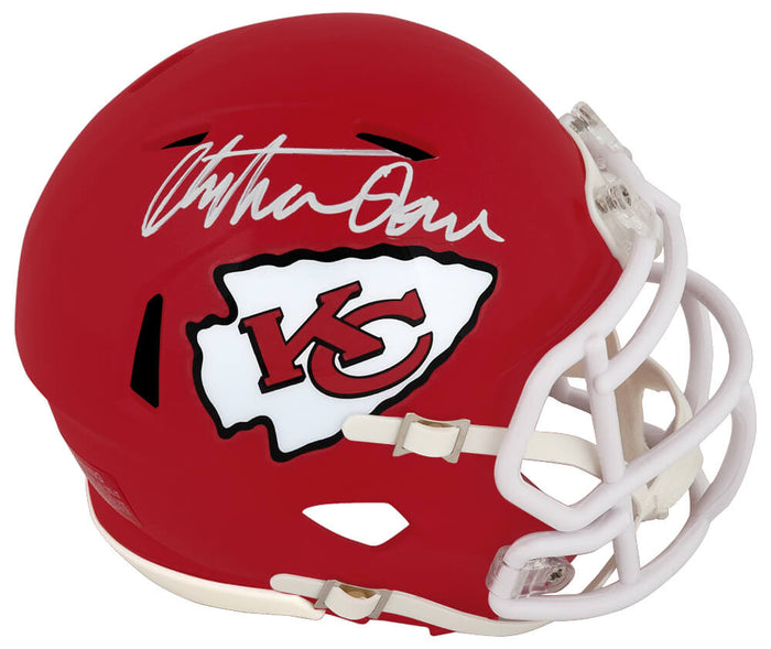 Christian Okoye Autographed Kansas City Chiefs Riddell Speed Mini Helmet-Powers Sports Memorabilia